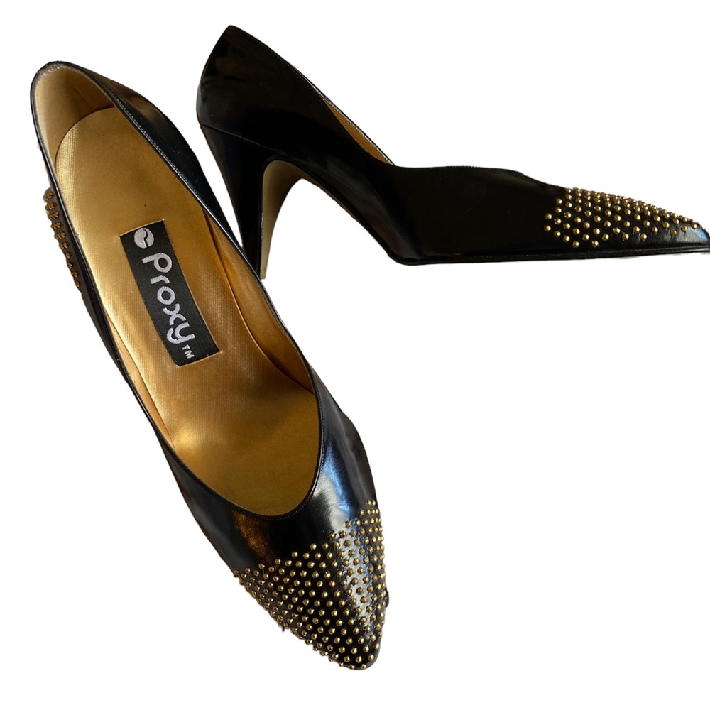 PROXY Patten Leather Gold Studded Heels Size 8.5